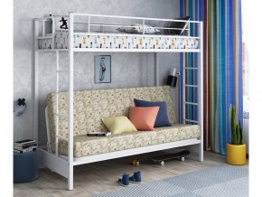 Двухъярусная кровать с диваном Мадлен белая-пифагор в Златоусте - zlatoust.mebel74.com | фото