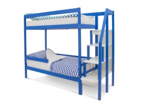 Двухъярусная кровать Svogen с бортиком синий в Златоусте - zlatoust.mebel74.com | фото