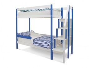 Двухъярусная кровать Svogen с бортиком синий-белый в Златоусте - zlatoust.mebel74.com | фото