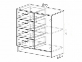 Комод К800-1Д ЛДСП ясень шимо в Златоусте - zlatoust.mebel74.com | фото 2