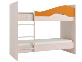 Кровать 2-х ярусная Мая на латофлексах млечный дуб, оранжевая в Златоусте - zlatoust.mebel74.com | фото