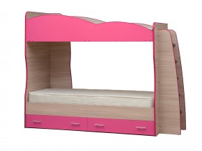 Кровать детская двухъярусная Юниор 1.1 розовая в Златоусте - zlatoust.mebel74.com | фото