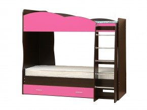Кровать детская двухъярусная Юниор 2.1 ярко-розовый в Златоусте - zlatoust.mebel74.com | фото