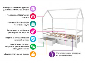 Кровать-домик Svogen с фото с ящиками и бортиком бежевый/зверята в Златоусте - zlatoust.mebel74.com | фото 2