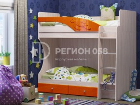Кровать двухъярусная Бемби МДФ Апельсин металлик в Златоусте - zlatoust.mebel74.com | фото