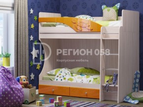 Кровать двухъярусная Бемби МДФ Оранжевый металлик в Златоусте - zlatoust.mebel74.com | фото