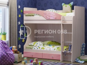Кровать двухъярусная Бемби МДФ Розовый металлик в Златоусте - zlatoust.mebel74.com | фото