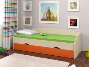 Кровать Соня 2 дуб молочный-оранжевый в Златоусте - zlatoust.mebel74.com | фото 1