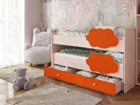 Кровать Соник с ящиком млечный дуб-оранж в Златоусте - zlatoust.mebel74.com | фото