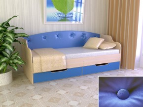Кровать Юниор Тип 2 дуб молочный/синий 800х1600 в Златоусте - zlatoust.mebel74.com | фото
