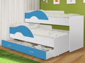 Кровать выкатная Радуга с ящиком 80х160 белая-голубой в Златоусте - zlatoust.mebel74.com | фото