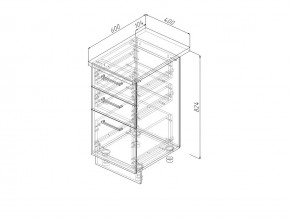 Н3Я 40 Модуль нижний Без Столешницы 3 ящика МН3Я 40 в Златоусте - zlatoust.mebel74.com | фото