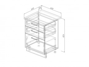 Н3Я 60 Модуль нижний Без Столешницы 3 ящика МН3Я 60 в Златоусте - zlatoust.mebel74.com | фото