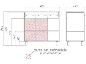 Тумба под умывальник Andrea 90 3D без ящика в Златоусте - zlatoust.mebel74.com | фото 2